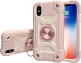 Schokbestendige siliconen + pc-beschermhoes met dubbele ringhouder voor iPhone XS Max (roségoud)