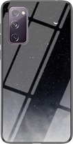Voor Samsung Galaxy S20 FE Sterrenhemel Geschilderd Gehard Glas TPU Schokbestendig Beschermhoes (Ster Crescent Moon)