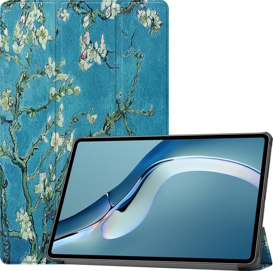 Tablet hoes geschikt voor Huawei MatePad Pro 12.6 (2021) - Tri-Fold Book Case - Witte Bloesem