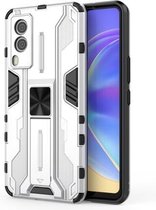 Voor vivo V21e 5G Supersonic PC + TPU Schokbestendige beschermhoes met houder (zilver)