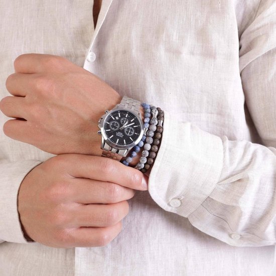 Stalen herenarmband boeisluiting grijs