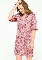 LOLALIZA Jurk met retro print en wijde mouwen - Rood - Maat 36