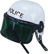 politiehelm heren 24 x 20 cm wit/groen one-size