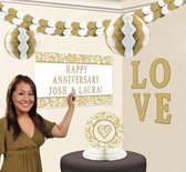 feestdecoratieset Colourful Wedding goud 9-delig