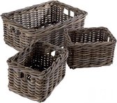 opbergmand Koubou rotan taupe 3 stuks (2x S/1x L)