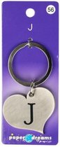 sleutelhanger hart letter J 10 x 4 cm staal zilver