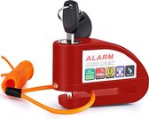 VINZ Elbroes Schijfremslot Alarm / Remschijfslot met alarm – 6 mm - Rood