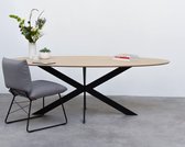 Eikentafel Ovaal - Naturel 2cm blad met Facet - Matrix poot ultra dun - Basic - eiken tafel 160 x 80 cm