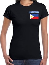 Philippines t-shirt met vlag zwart op borst voor dames - Filipijnen landen shirt - supporter kleding L