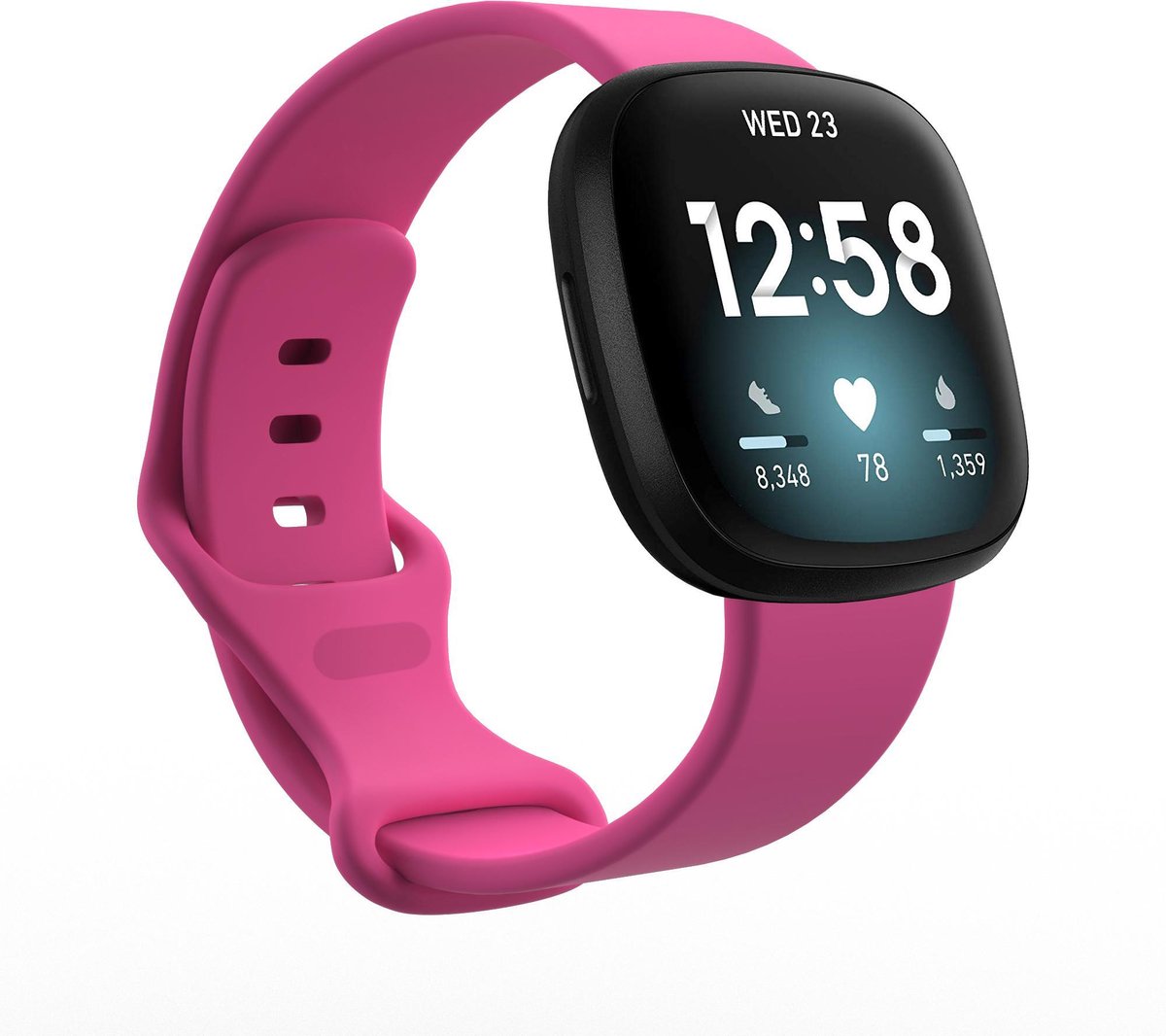 YONO Bandje geschikt voor Fitbit Versa 4 - 3 - Sense – Siliconen – Felroze – Small