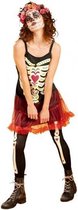 verkleedkostuum Skeleton Princess dames zwart/rood maat S