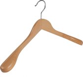 De Kledinghanger Gigant - 8 x Mantel / kostuumhanger beukenhout naturel gelakt met schouderverbreding, 44 cm