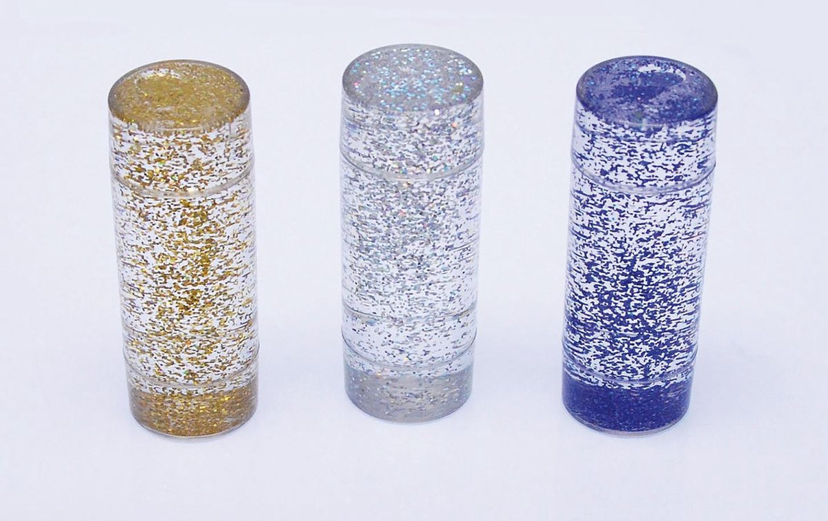 TickIT Sensorische glitterstorm set (3-delig) - rustgevende glitterflessen in goud, zilver & blauw - sensorisch speelgoed voor focus, ontspanning & leren - vanaf 3 jaar