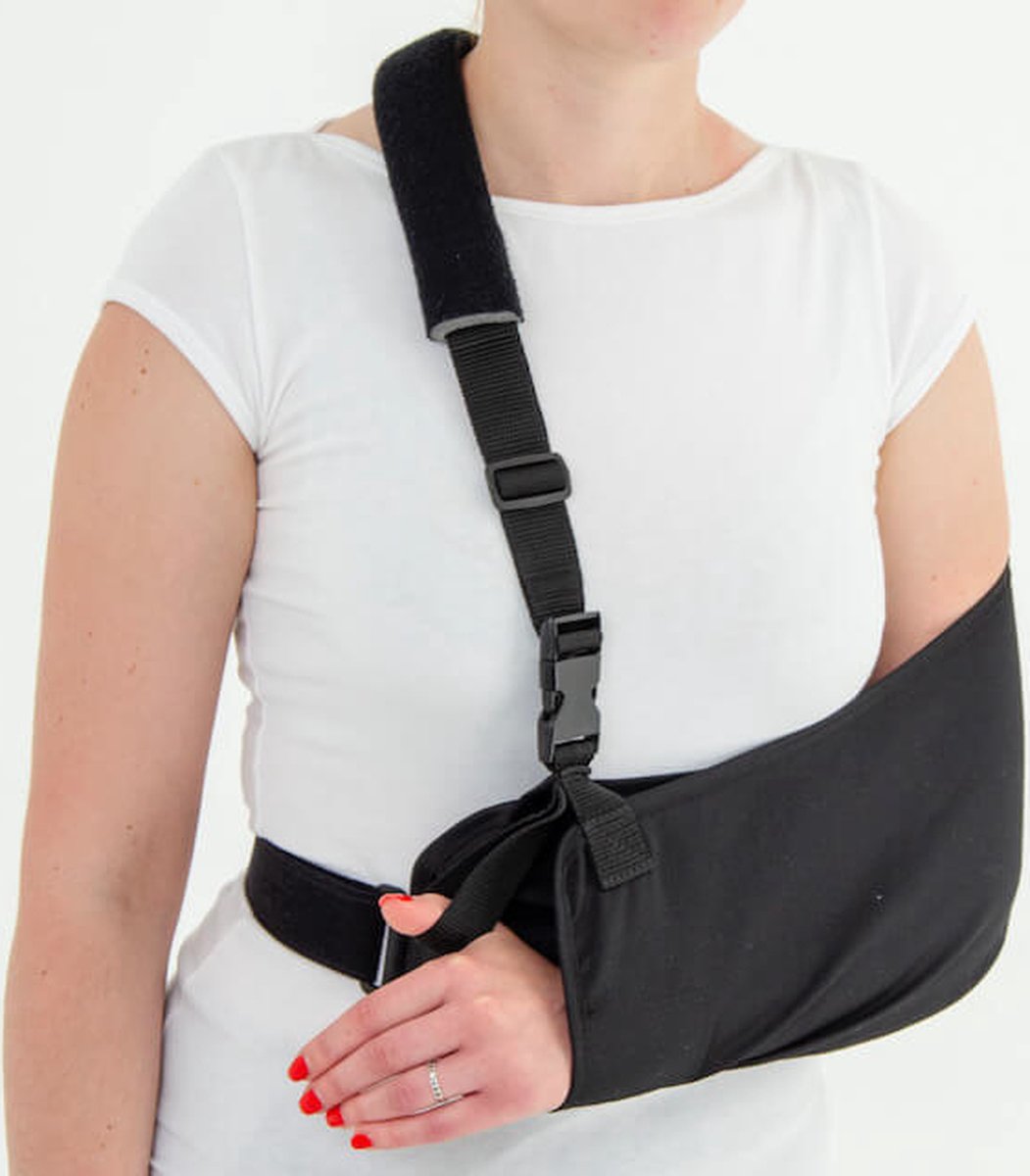 Reh4Mat Mitella - Arm Sling voor Schouder & Elleboog - Verstelbare band - Ademend materiaal - L - Zwart