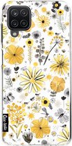 Casetastic Samsung Galaxy A12 (2021) Hoesje - Softcover Hoesje met Design - Flowers Yellow Print