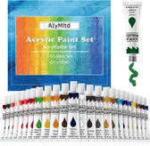 Acrylverf set - Zinaps acryl verf set 24 kleuren (24 x 12 ml) voor papier, canvas, ambacht, hout schilderij, keramische, niet-toxische en levendige kleuren voor kinderen, volwassenen, beginne