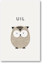 Schattige Uil - 60x90 Poster Staand - Besteposter - Minimalist - Dieren - Kinderen - Kinderkamer