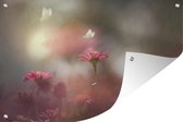 Muurdecoratie Vlinder - Bloemen - Lente - 180x120 cm - Tuinposter - Tuindoek - Buitenposter