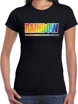 T-shirt rainbow - tekst regenboog - zwart - dames -  LHBT - Gay pride shirt / kleding / outfit M