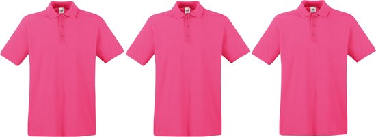 3-Pack maat L roze polo shirt premium van katoen voor heren - Polo t-shirts voor heren