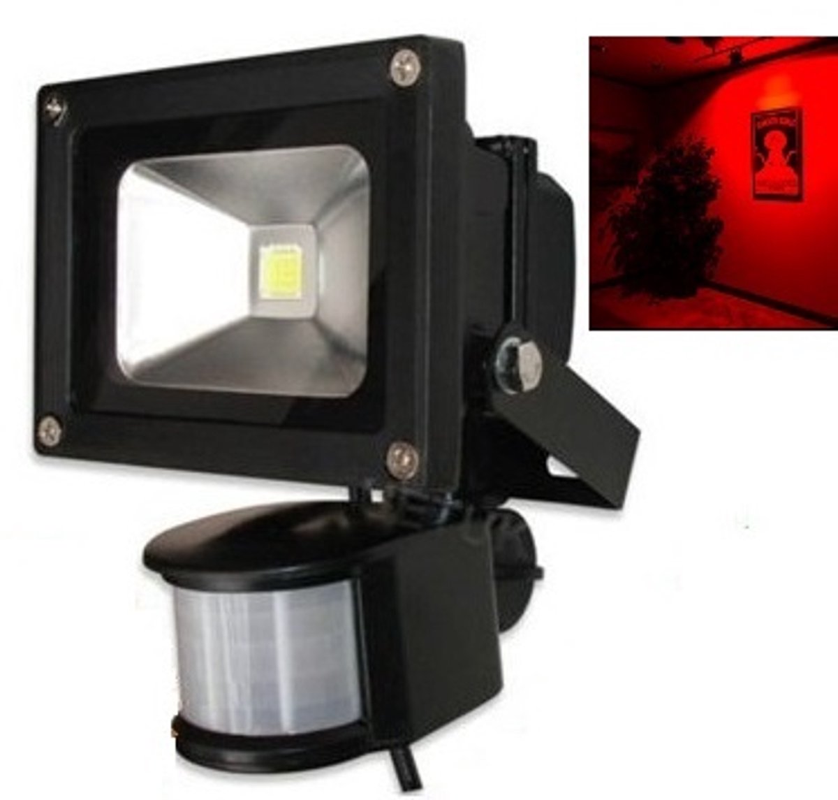 LED Bouwlamp Rood - 10 Watt - Sensor