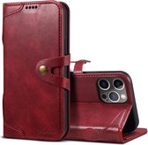 Kalf Textuur Gesp Horizontale Flip Leren Hoes Met Houder & Kaartsleuven & Portemonnee Voor iPhone 13 Pro Max (Rood)