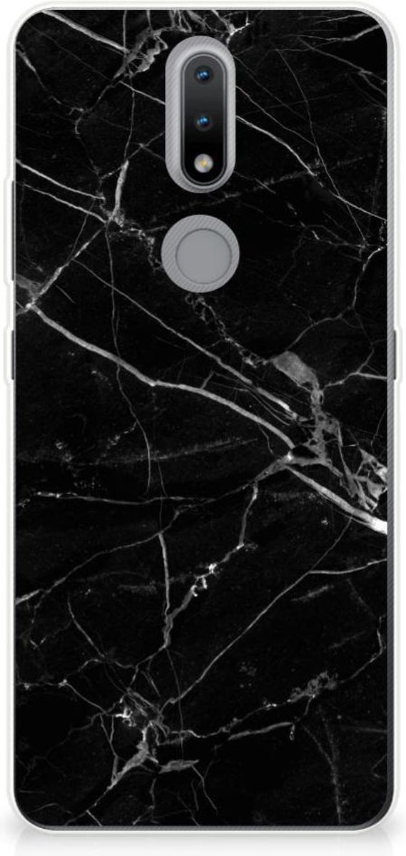 Nokia 2.4 TPU Siliconen Hoesje Marmer Zwart - Origineel Cadeau Vader