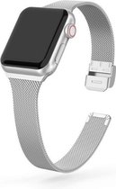 By Qubix Milanese slim fit bandje - Zilver - Geschikt voor Apple Watch 42mm - 44mm - 45mm - Ultra - 49mm - Compatible Apple watch bandje - smartwatch