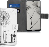 kwmobile telefoonhoesje voor Huawei Y6 (2019) - Hoesje met pasjeshouder in zwart / wit - Paardenbloemen Liefde design