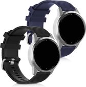 kwmobile 2x armband voor Garmin Vivomove 3S / Vivoactive 4S - Bandjes voor fitnesstracker in zwart / donkerblauw