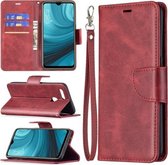 Voor OPPO A7 Retro Lamsvacht Textuur Pure Kleur Horizontale Flip PU Lederen Case met Houder & Kaartsleuven & Portemonnee & Lanyard (Rood)