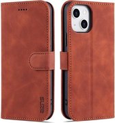 AZNS Skin Feel Kalf Textuur Horizontale Flip Lederen Case met Kaartsleuven & Houder & Portemonnee Voor iPhone 13 Mini (Bruin)