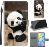 Spanning Gekleurde Tekening Magnetische Sluiting Horizontale Flip PU Lederen Case met Houder & Kaartsleuven Voor iPhone 13 Pro Max (C18 Wood Board Panda)