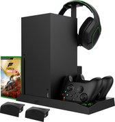 YONO Luxe Docking Station Stand geschikt voor Xbox Series X - Multifunctionele Standaard Verticaal inclusief Accu Set - Ventilator - Spellenhouder - Controller Oplader - Koptelefoon Standaard