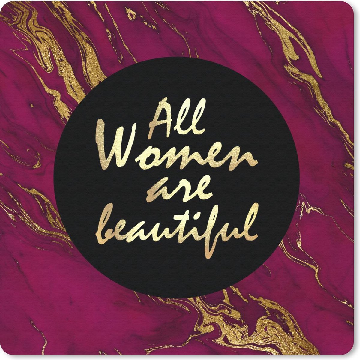 Muismat 20x20 cm - Mousepad Quote - Vrouw - Goud - Bordeaux - Muismatten