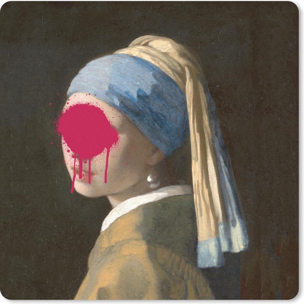 Muismat 20x20 cm - Mousepad Meisje met de parel - Vermeer - Kunst - Muismatten