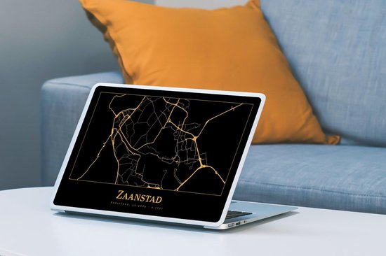 Autocollant pour ordinateur portable - 12,3 pouces - Carte - Zaanstad - Luxe - Or - Zwart - 30x22cm - Autocollants pour ordinateur portable - Skin pour ordinateur portable - Couverture