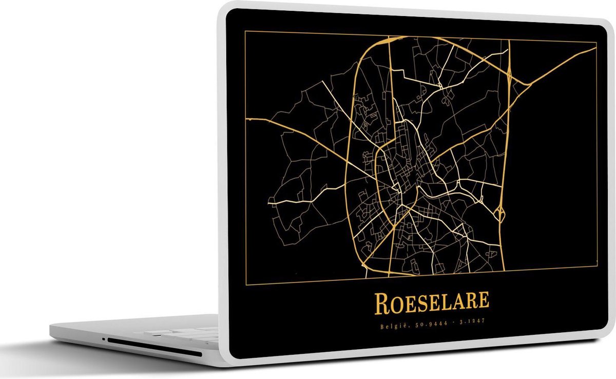 Afbeelding van product SleevesAndCases  Laptop sticker - 12.3 inch - Kaart - Roeselare - Simpel - Goud - Zwart