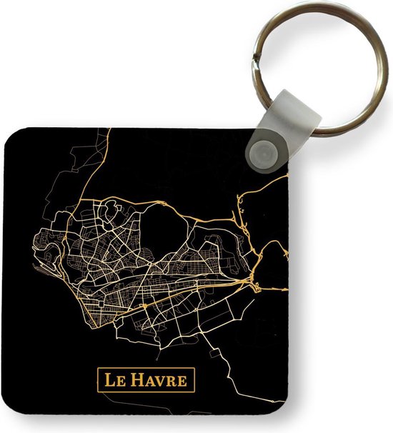 Sleutelhanger - Uitdeelcadeautjes - Kaart - Le Havre - Goud - Zwart - Plastic