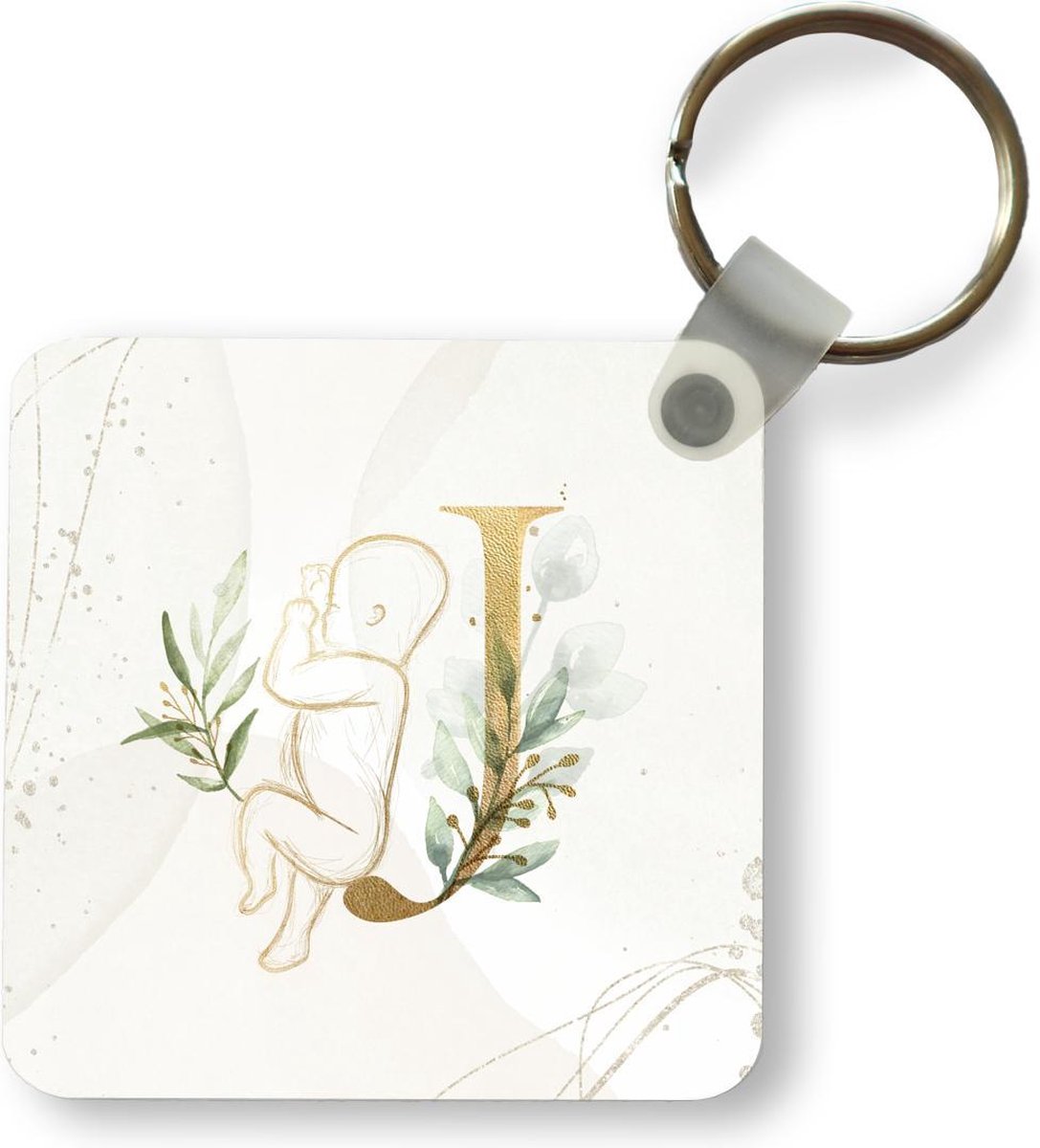 Sleutelhanger - Uitdeelcadeautjes - Letters - J - Waterverf - Baby - Plastic