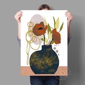 Moderne Botanische Print Muur Art Poppy Print Poster 42x60cm Multi-color