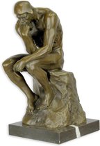 beeld - beeld van de thinker op een rots - bronze - 22,5 cm hoog