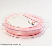 Satijnlint met stippen 9,5 mm rose 10 meter