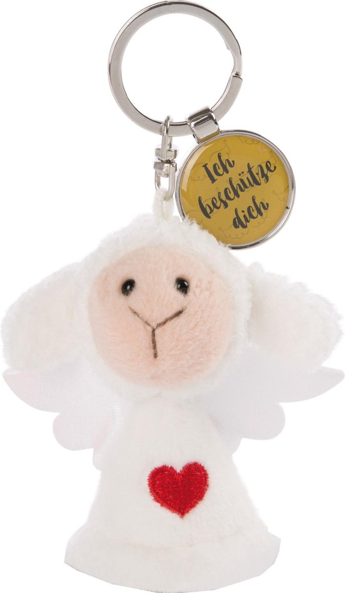 Nici Sleutelhanger Ich Beschütze Dich Junior 7 Cm Pluche Wit/geel