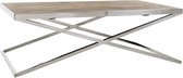 Donkerbruine houten salontafel met zilver metalen onderstel 130x80 cm (r-000SP33913)