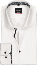 VENTI body fit overhemd - wit structuur (zwart contrast) - Strijkvriendelijk - Boordmaat: 40