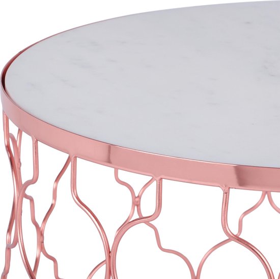 WOMO-DESIGN set de 2 tables d'appoint blanc, Ø 40/45 cm, métal et marbre