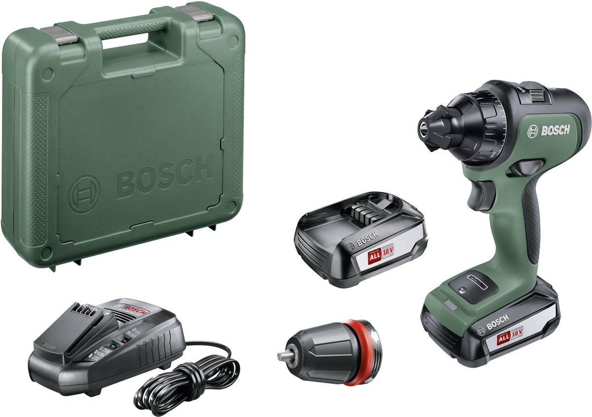 Bosch AdvancedDrill 18 accu schroefboormachine - Lichtgroen model - Met koffer - Met 2x 18 V accu's en lader