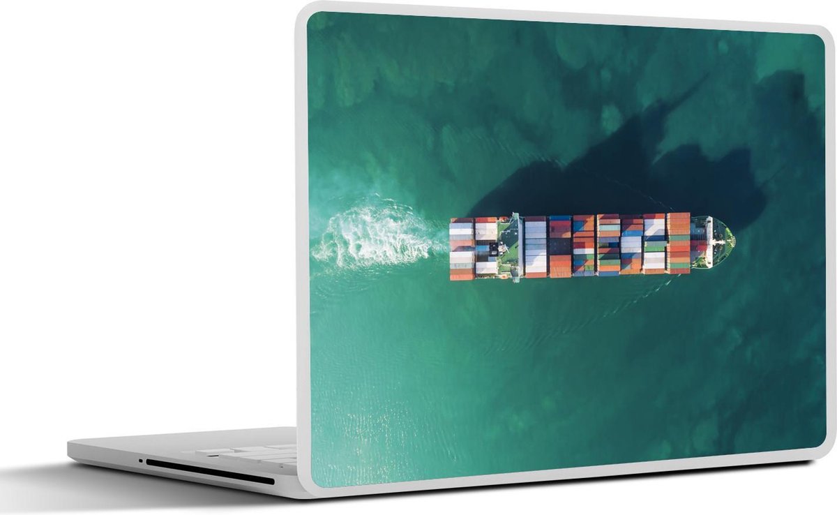 Afbeelding van product SleevesAndCases  Laptop sticker - 12.3 inch - containerschip op groene zee