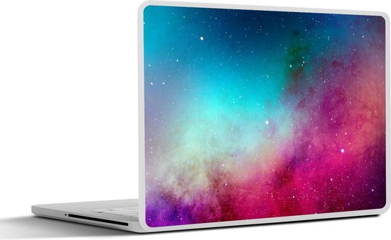 Laptop sticker - 10.1 inch - Waterverf - Sterrenhemel - Roze - Blauw - 25x18cm - Laptopstickers - Laptop skin - Cover
